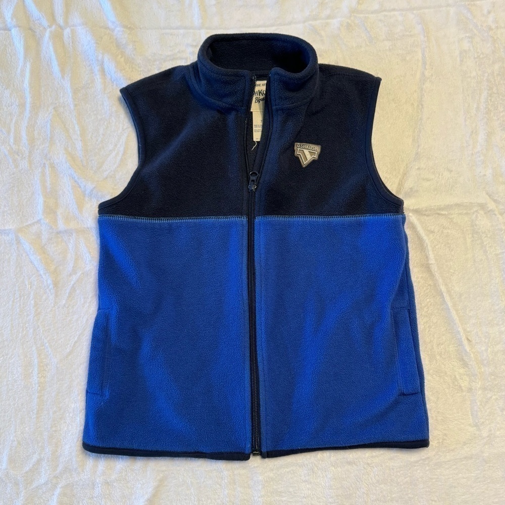 Osh Kosh B'Gosh navy and royal Blue Fleece Vest boys size 7 kids full zip up